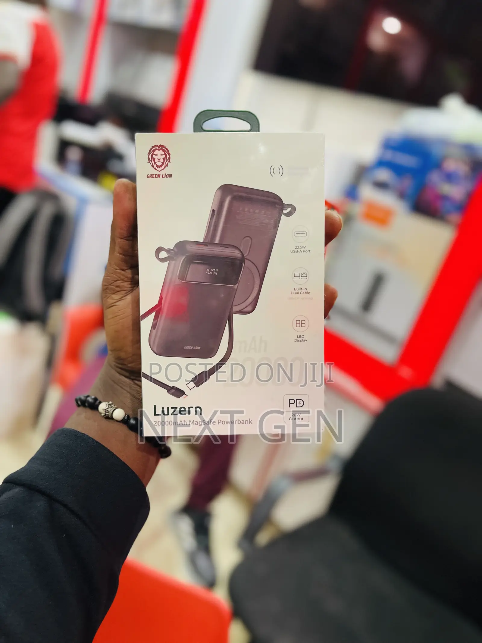 Luzern Greenlion 20000 Mah Powerbank Built in Cable