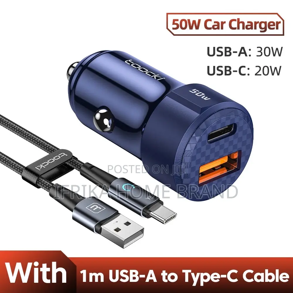 50W Car Charger USB C Quick Charge 3.0 Type C Fast Charging