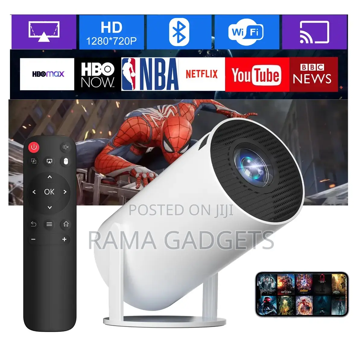 Smart 2 Full HD Projector Wifi Mini HD Projector -White