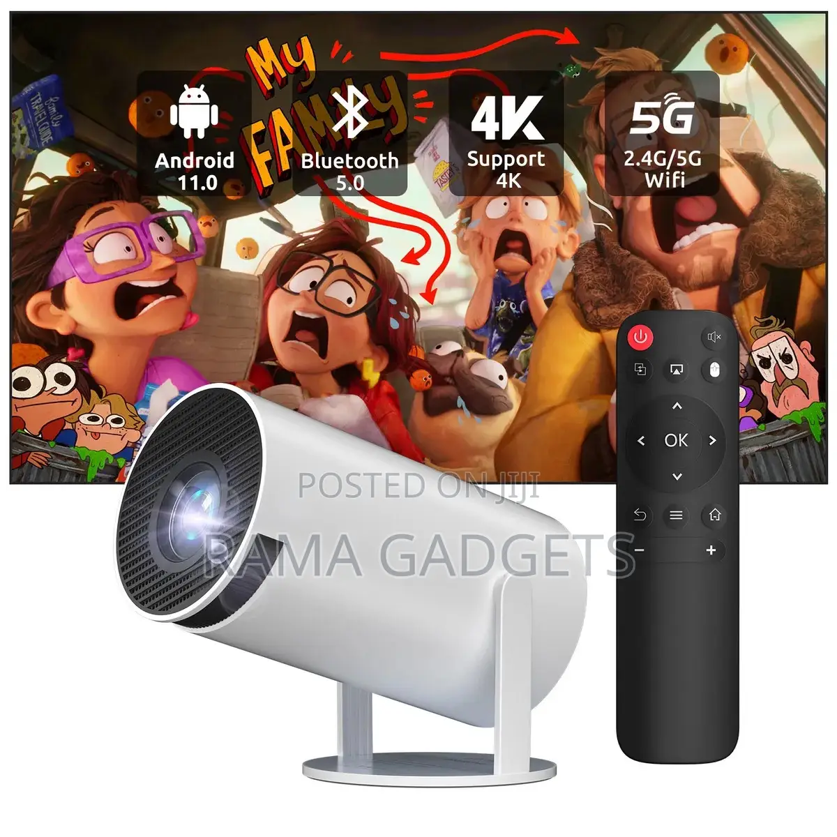 Smart 2 Full HD Projector Wifi Mini HD Projector -White