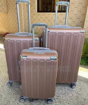 Lock Plastic Suitcase Set Brown