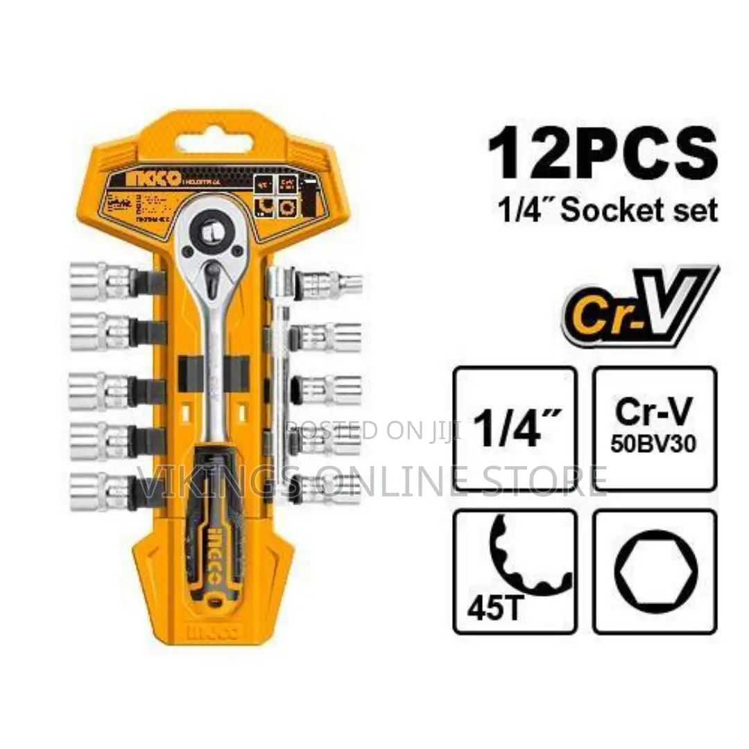 INGCO 12 PCS 1/4" Socket Set - Orange