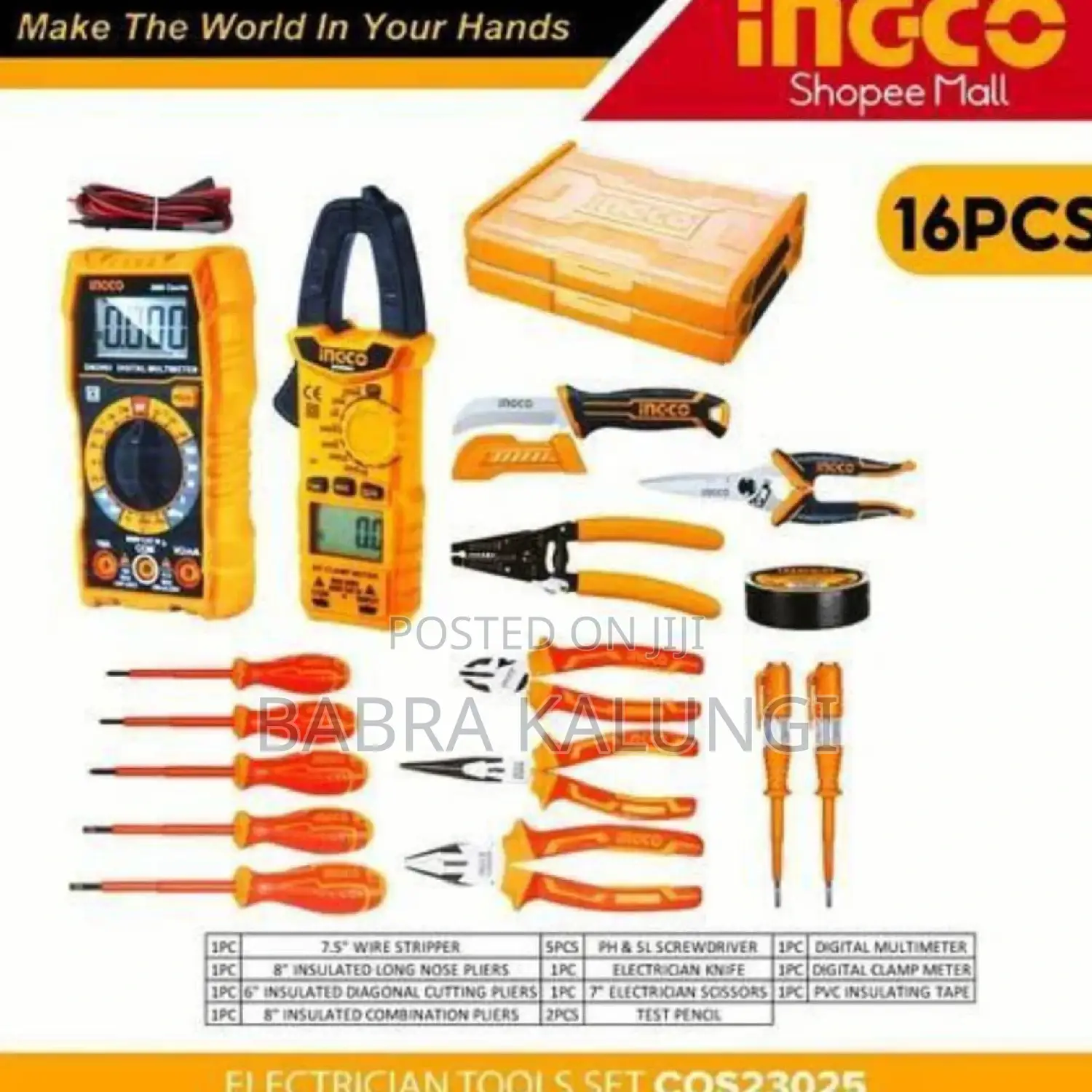 Ingco Electrician Tool Kit_ Yellow, Black
