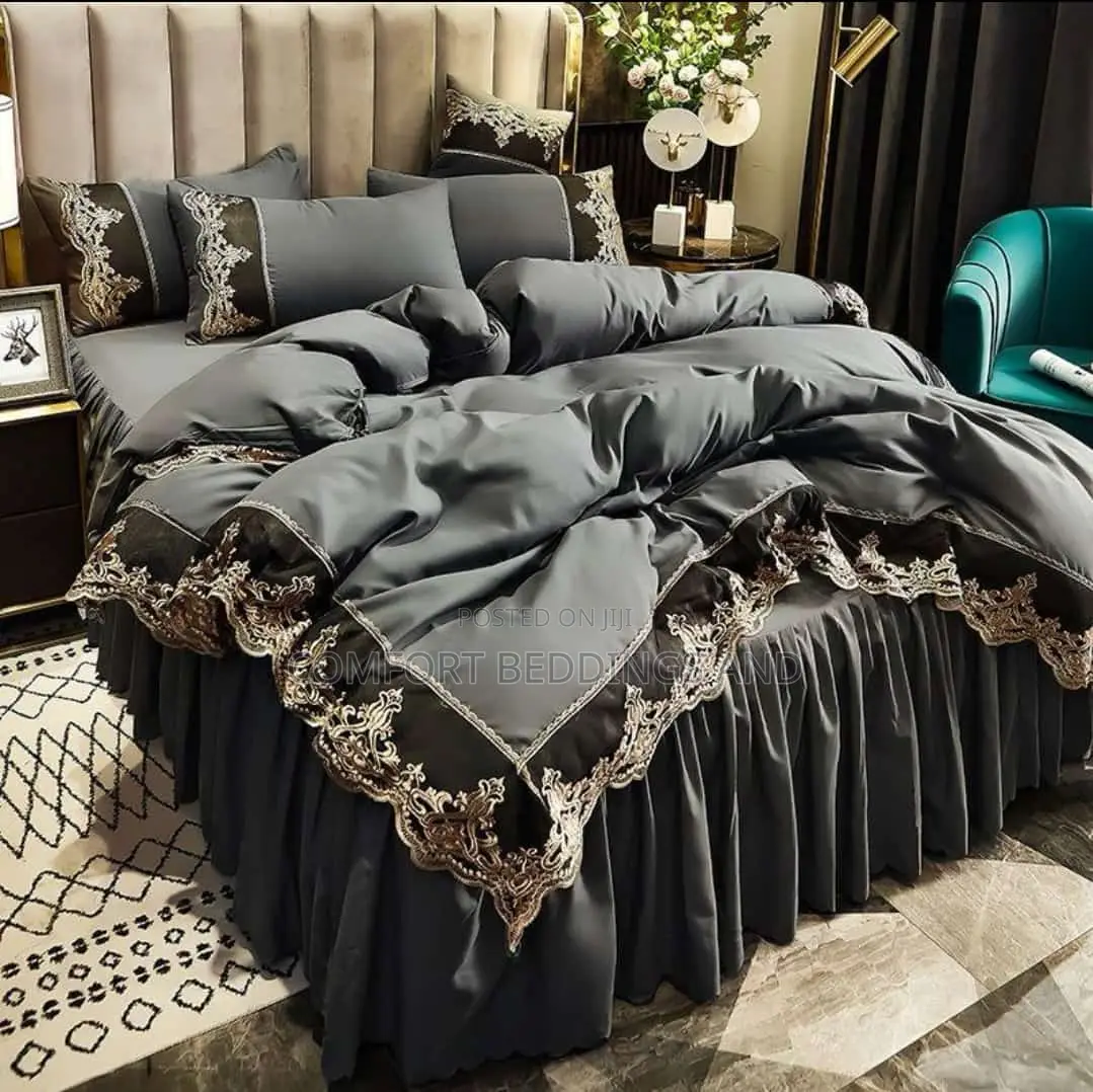 12 Pc Cotton Bedcover Dark Gray