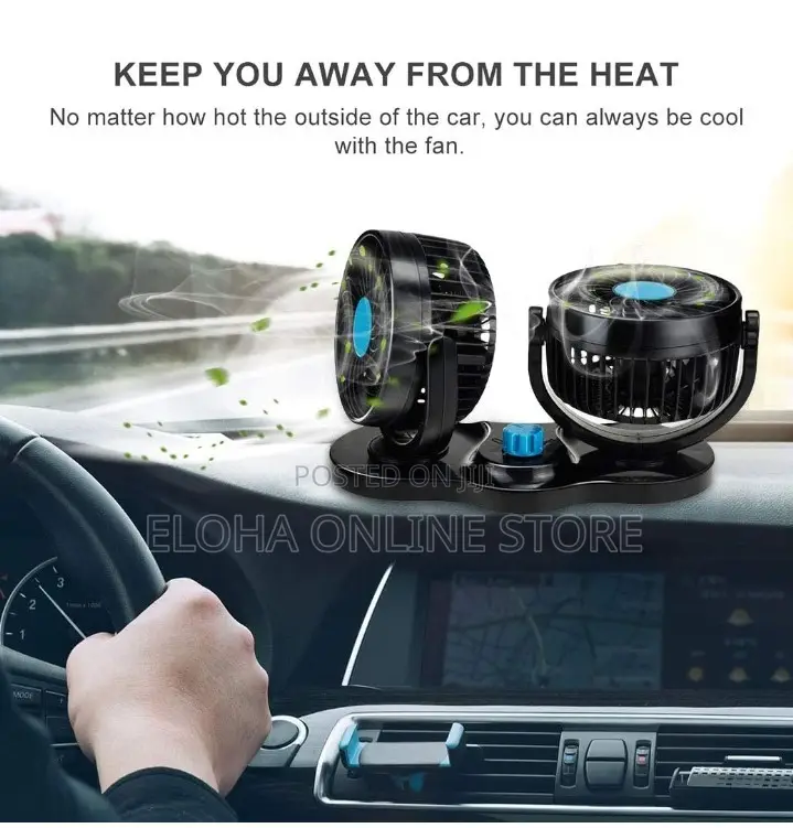 Oscillating Double Headed Vehicle Fan