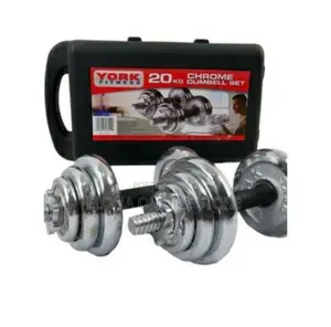 York 20KG Plated Adjustable Dumbbell Set-Silver