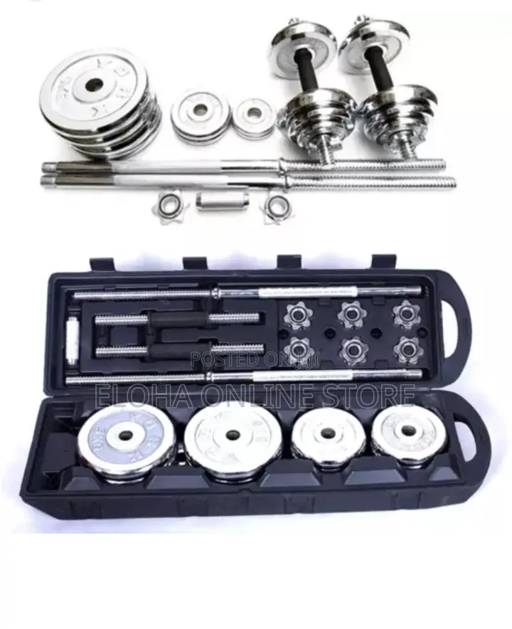 York Fitness Barbell and Dumbbells Set, 50kg - Silver