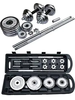 York Fitness Barbell and Dumbbells Set, 50kg - Silver