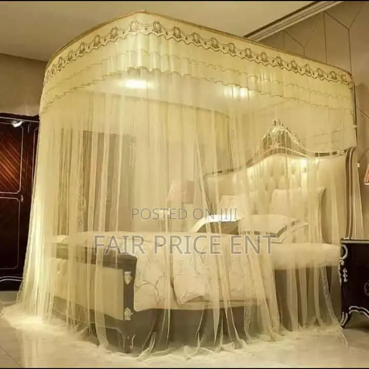 Luxury Rail Mosquito Net. 5*6 6*6( Cream)