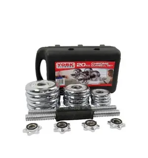 Photo - York 20KG Plated Adjustable Dumbbell Set-Silver