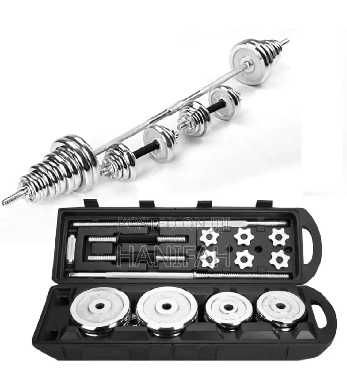 York Fitness Barbell and Dumbbells Set, 50kg - Silver