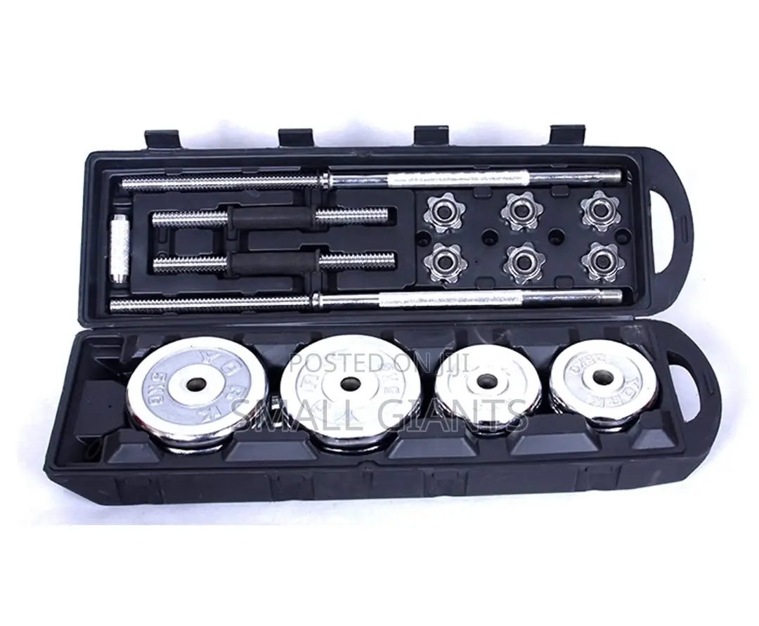 York Fitness Barbell and Dumbbells Set, 50kg - Silver