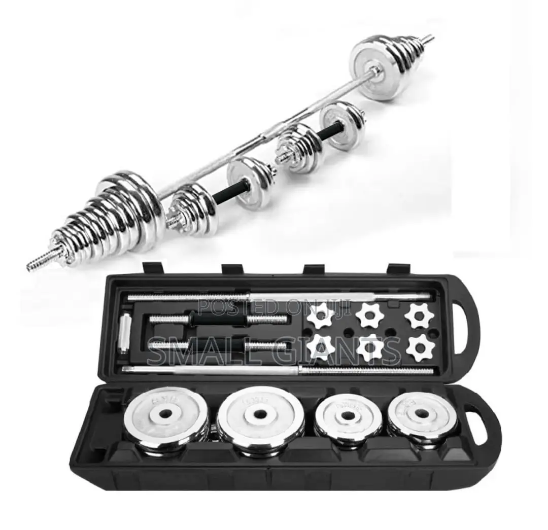 York Fitness Barbell and Dumbbells Set, 50kg - Silver