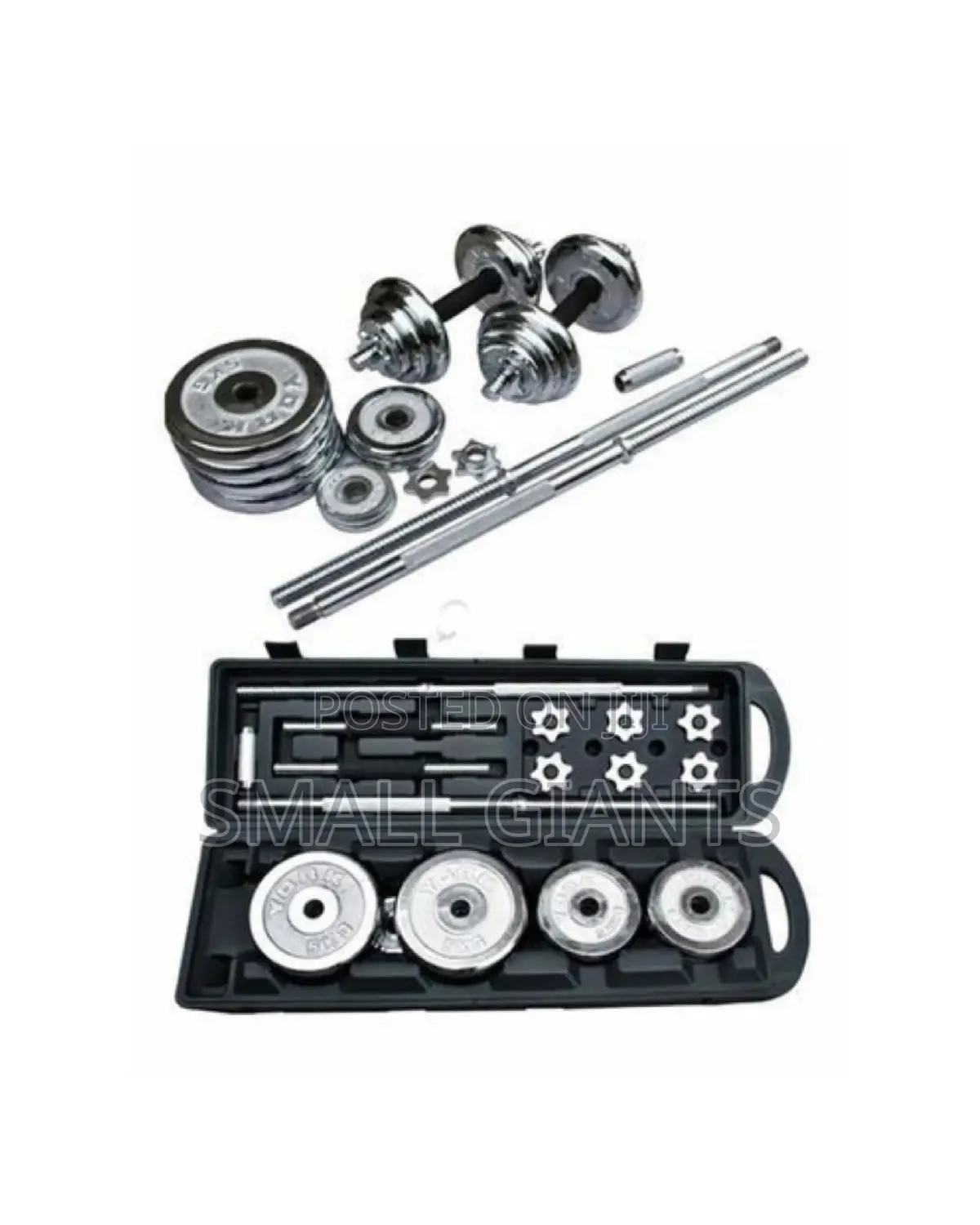York Fitness Barbell and Dumbbells Set, 50kg - Silver