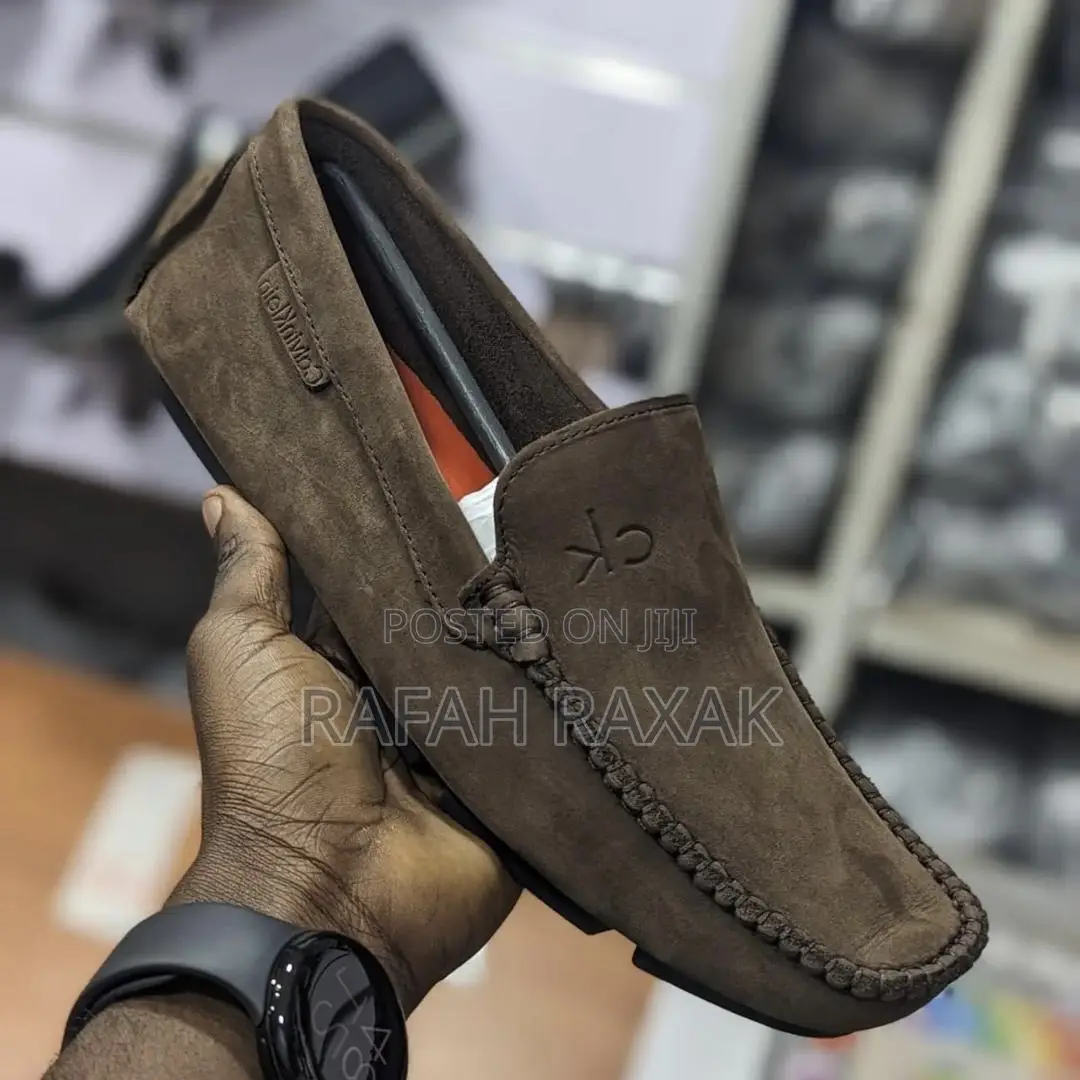 Original Men’S Coffee Brown Calvin Klein Leather Moccasins