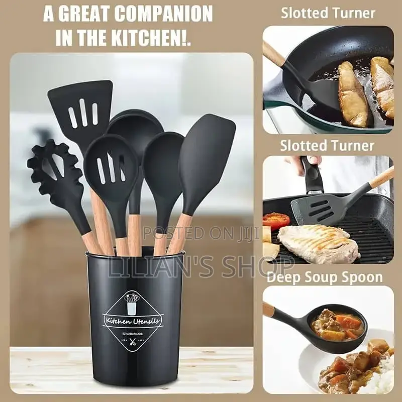 12pcs Kitchen Untensils Set With Wooden Handle