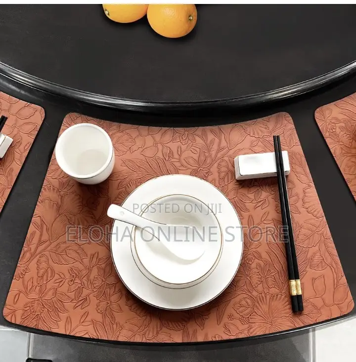 12 PCS Leather Fan-Shaped Table Washable Placemats