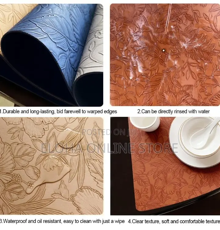 12 PCS Leather Fan-Shaped Table Washable Placemats