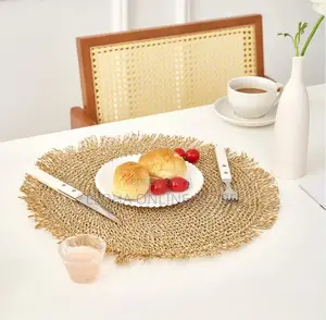 6 PCS Natural Paper Fiber Placemats/ Paper Woven Placemats
