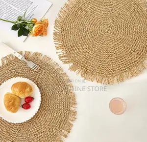 6 PCS Natural Paper Fiber Placemats/ Paper Woven Placemats