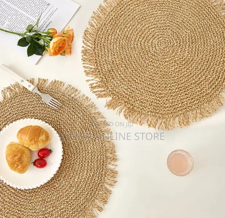 6 PCS Natural Paper Fiber Placemats/ Paper Woven Placemats