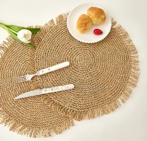 6 PCS Natural Paper Fiber Placemats/ Paper Woven Placemats