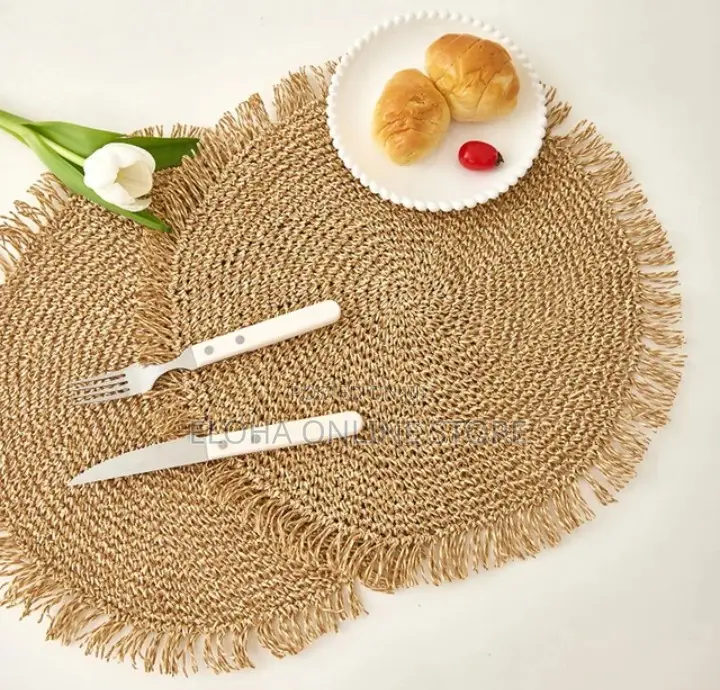 6 PCS Natural Paper Fiber Placemats/ Paper Woven Placemats