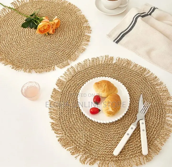6 PCS Natural Paper Fiber Placemats/ Paper Woven Placemats