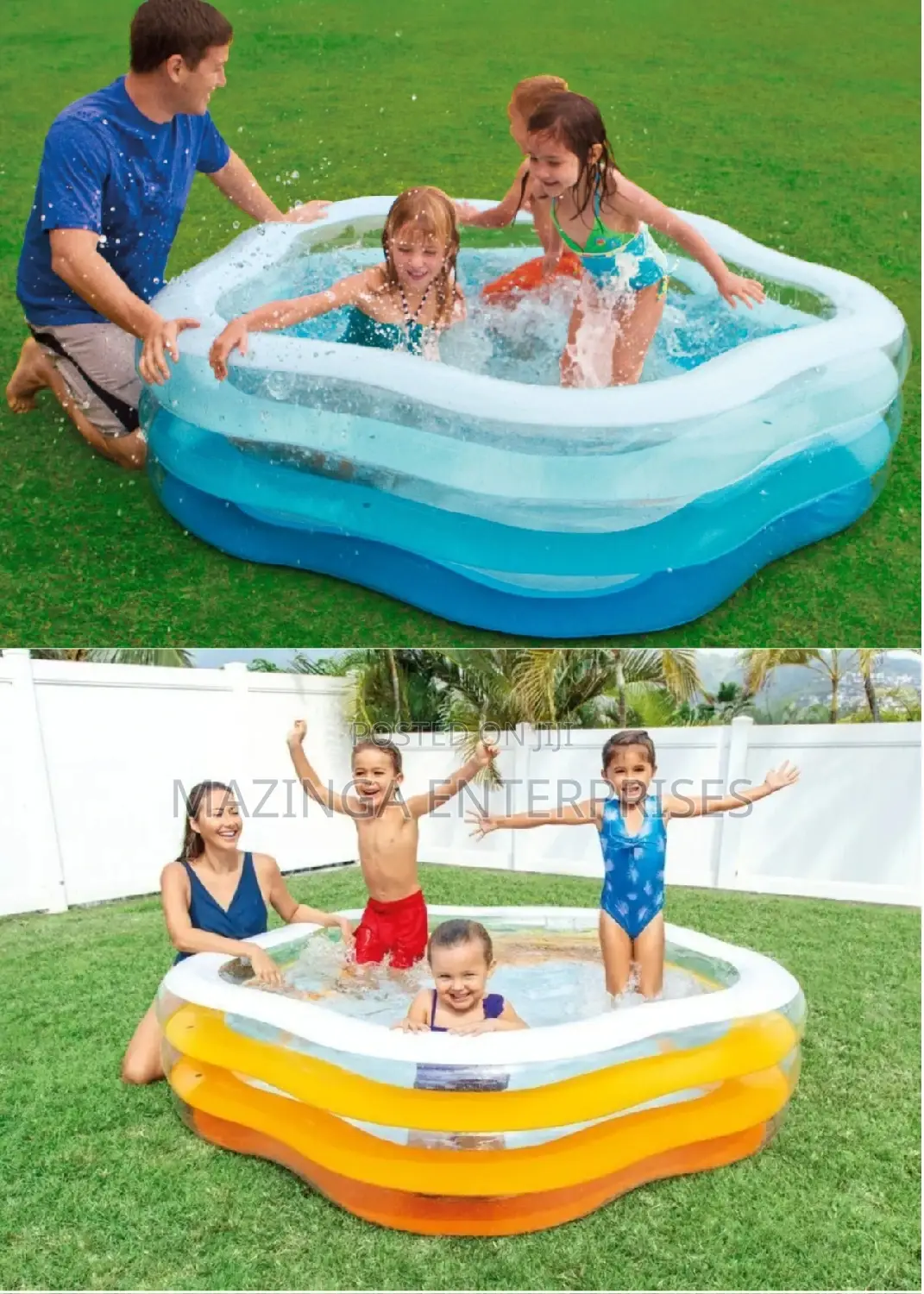 1.85x1.8mtrsx53cm Intex Family Inflatable Kids Swiming Pool