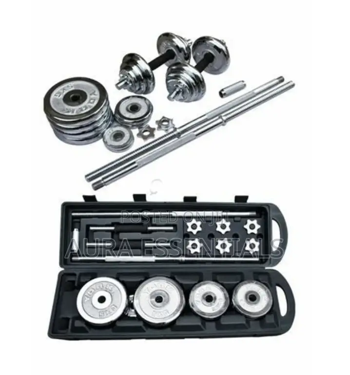 York Fitness Barbell and Dumbbells Set, 50kg - Silver