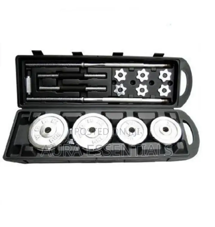 York Fitness Barbell and Dumbbells Set, 50kg - Silver