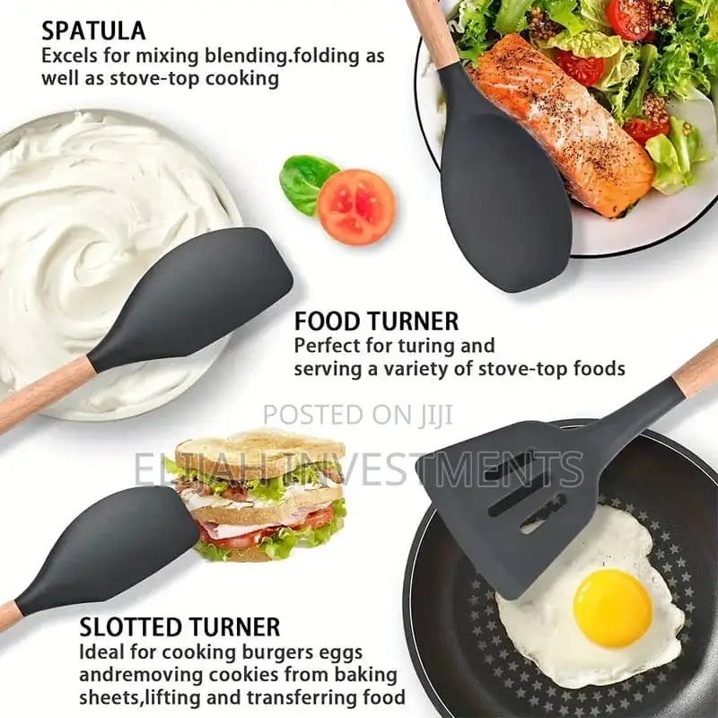 Nonstick Heat Resistant Beech Wood Silicone Cooking Utensils