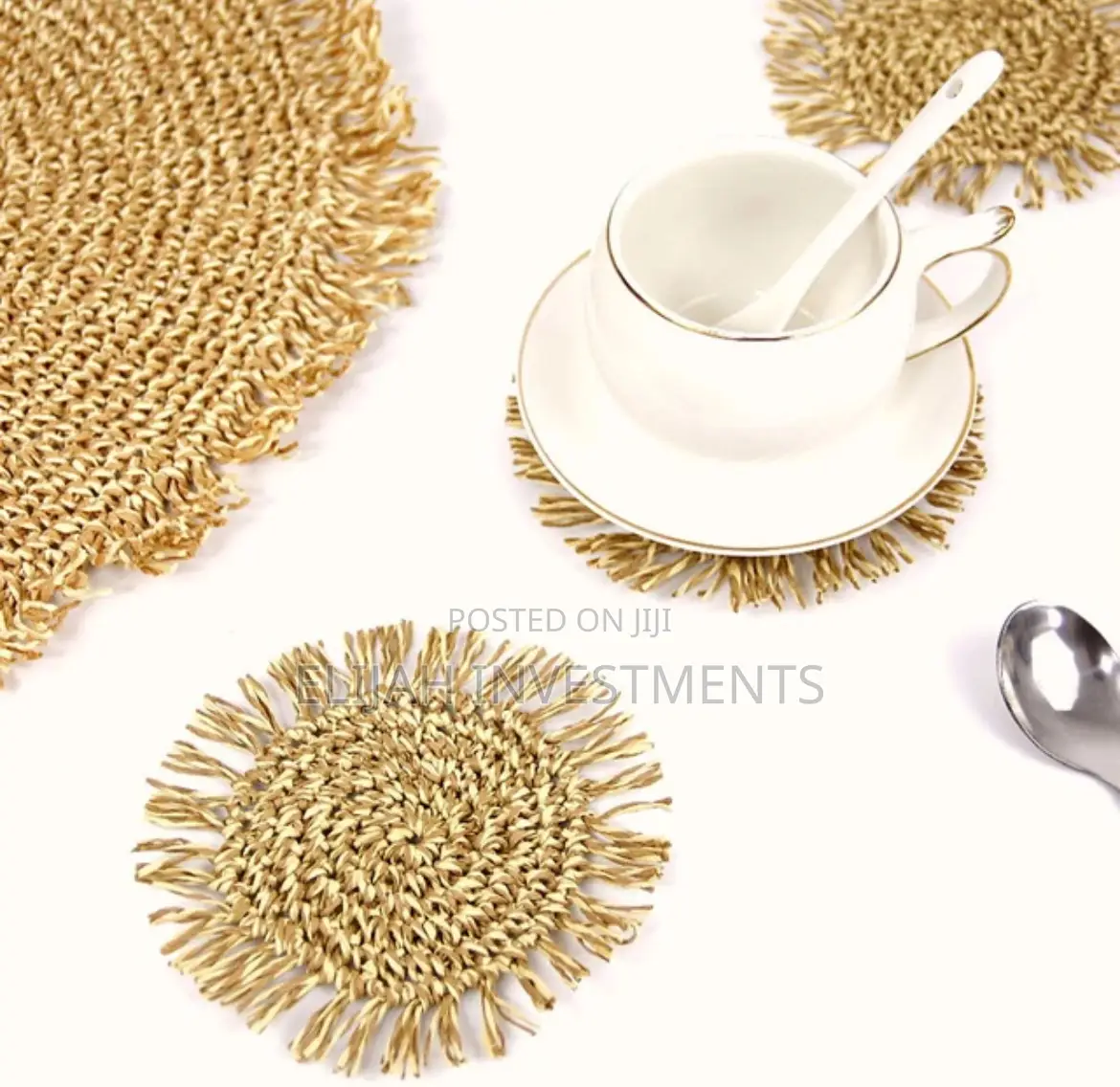 6pcs Woven Paper Placemat With Tassels