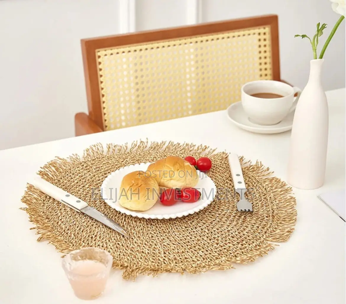 6pcs Woven Paper Placemat With Tassels