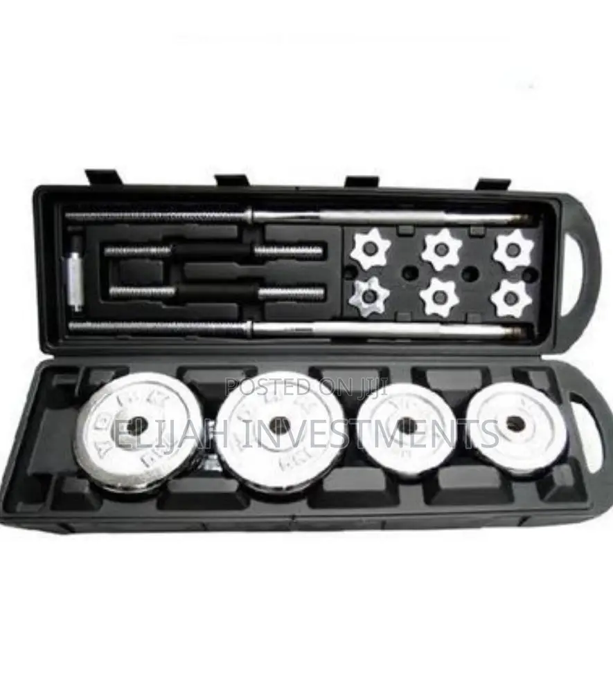 York 20KG Plated Adjustable Dumbbell Set-Silver