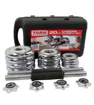 York 20KG Plated Adjustable Dumbbell Set-Silver