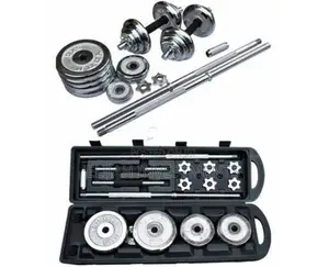 York 20KG Plated Adjustable Dumbbell Set-Silver