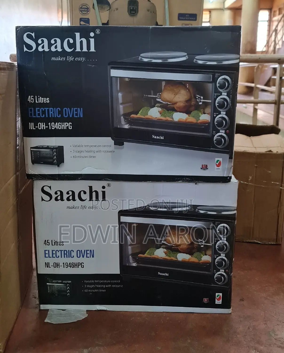 Saachi 45L Electric Oven With Two Hotplates