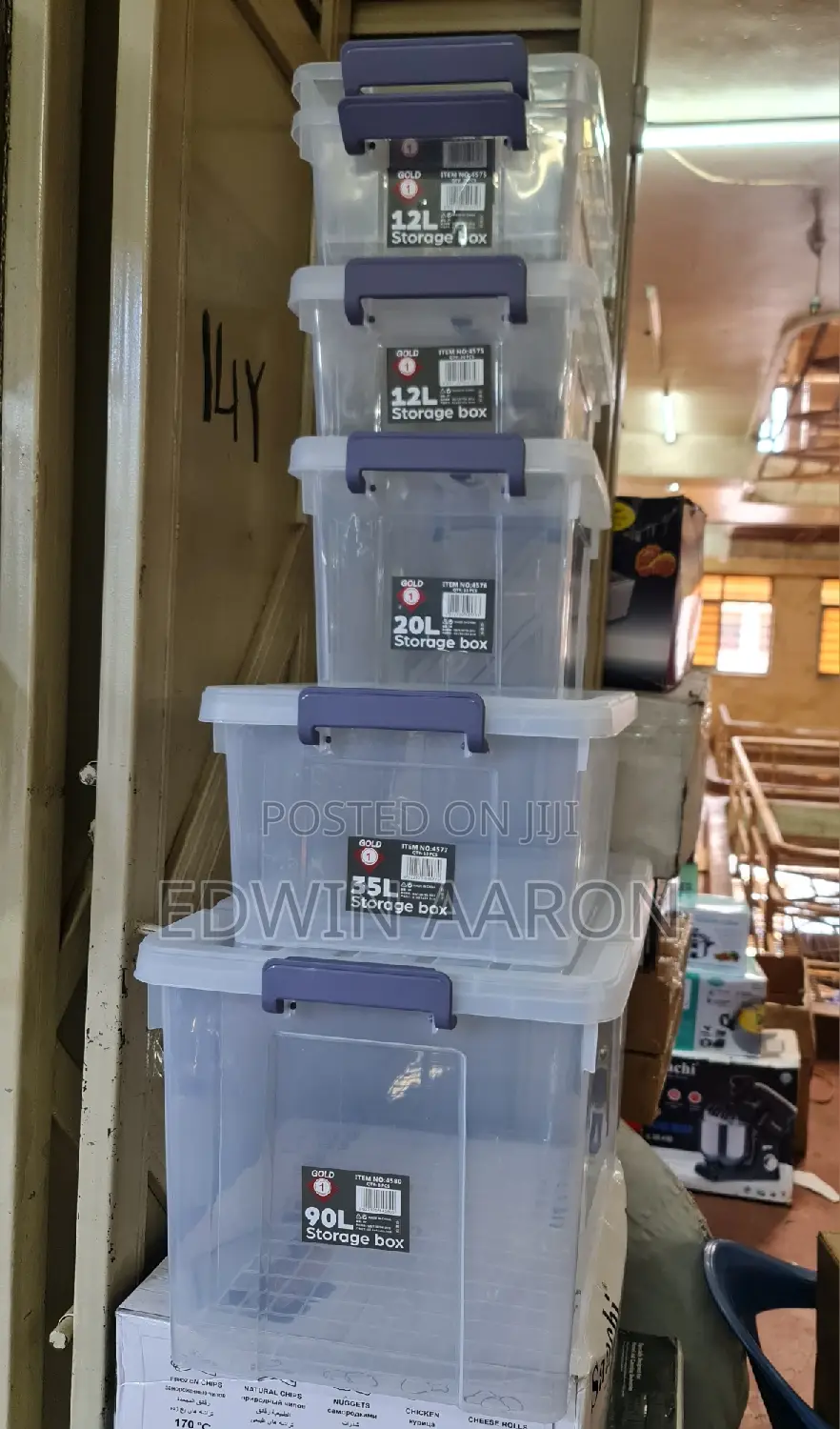 6pcs Clear Storage Boxes 12l,20l,35l,90l
