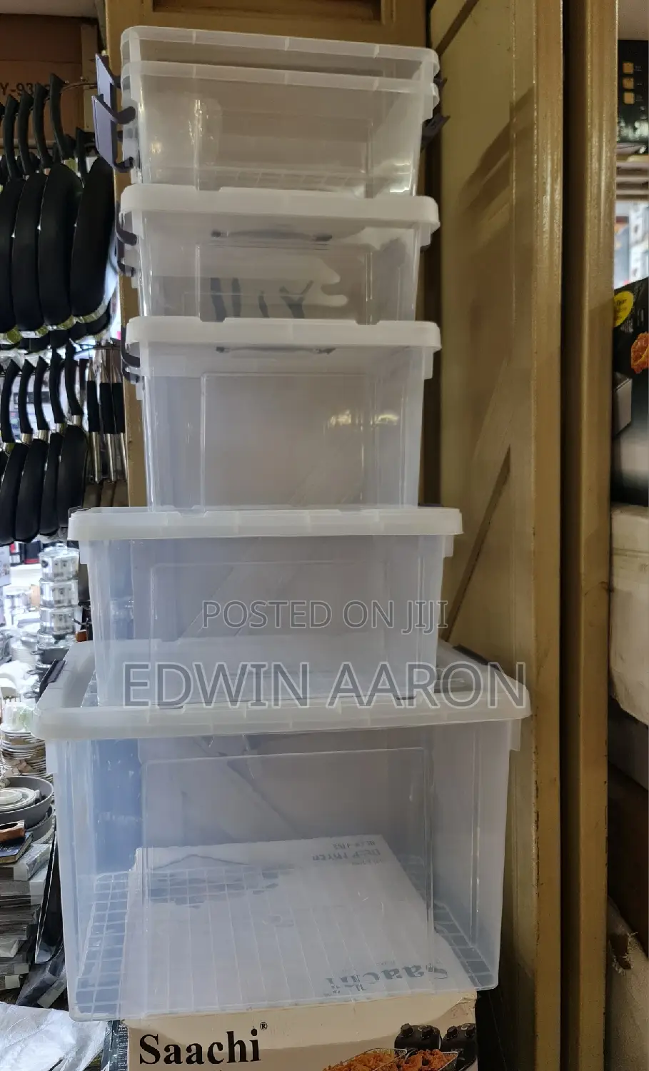 6pcs Clear Storage Boxes 12l,20l,35l,90l
