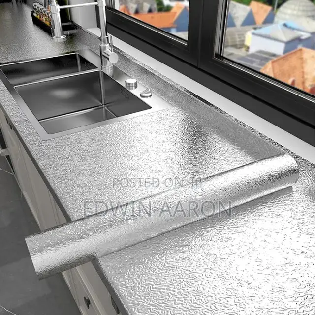 Aluminium Self Adhesive Silver Wallpaper