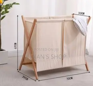 Foldable Clothes Basket With Bamboo Handles