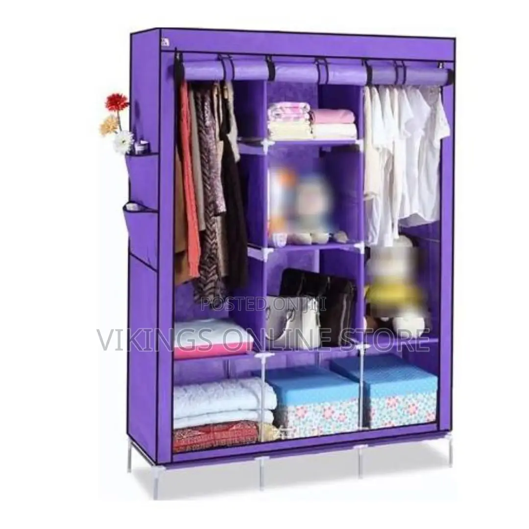Purple Portable Wardrobe, Fabric Storage Rack Wardrobe
