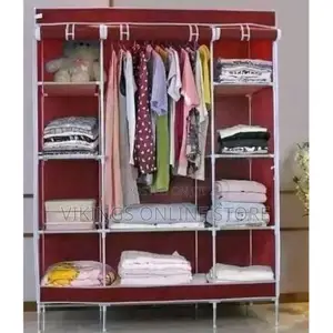 Photo - Portable Wardrobe, Multifunction Fabric Storage Rack Maroon