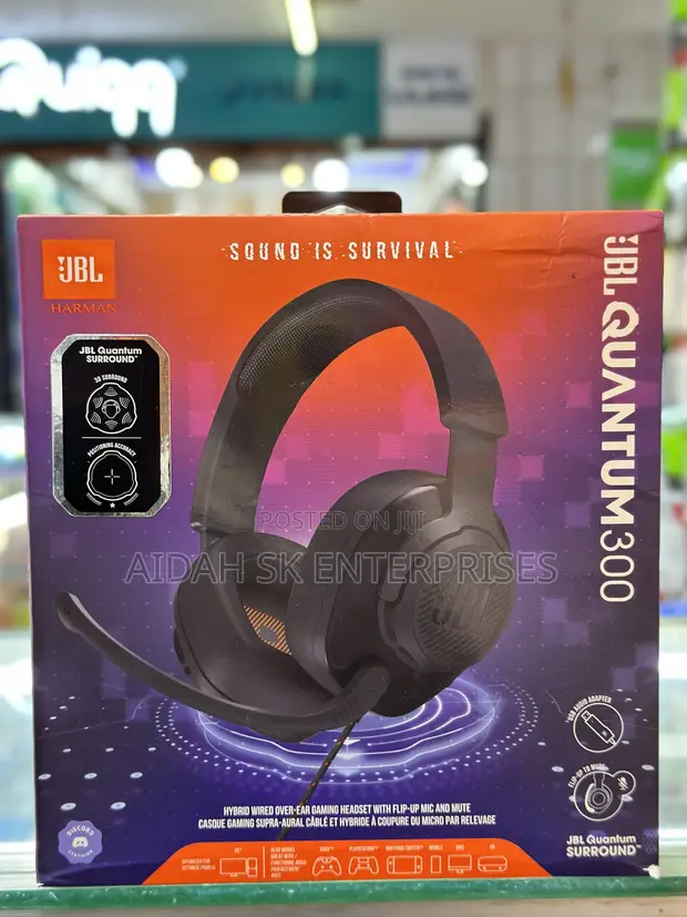 JBL Quantum 300 Wired Over-Ear Gaming Headphones in Central