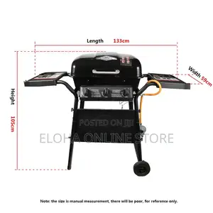 3 Burners Gas BBQ Grill Trolley Adjustable Height Smokeles