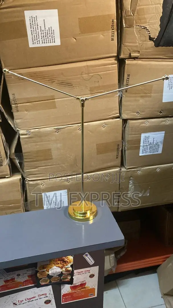 Gold and Silver Office Flag Stands