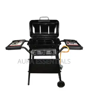 3 Burners Gas BBQ Grill Trolley Adjustable Height Smokeless