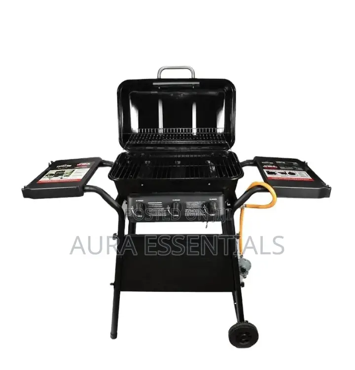 3 Burners Gas BBQ Grill Trolley Adjustable Height Smokeless