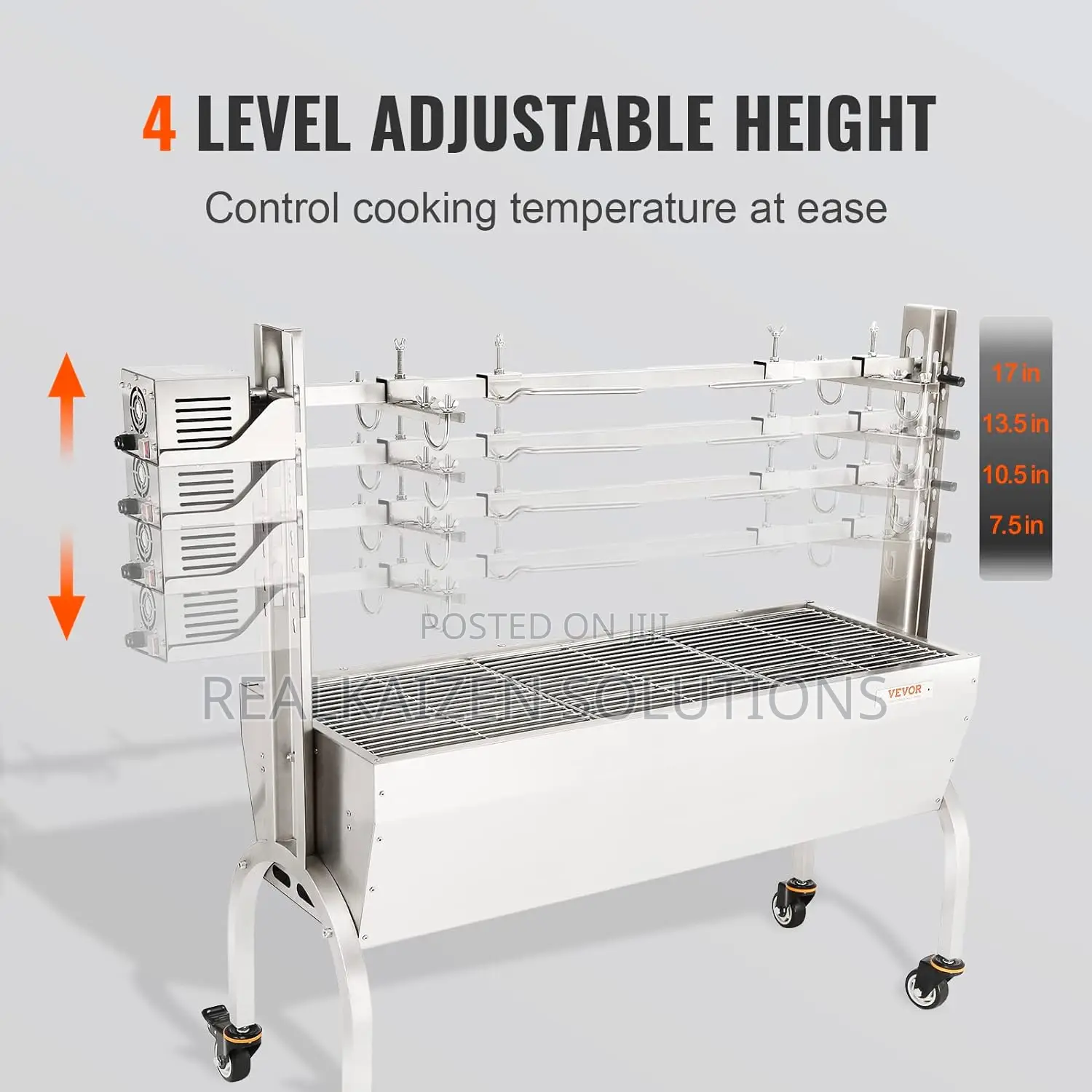 Heavy Duty Outdoor Stainless Steel BBQ Rotisserie Grill 60kg